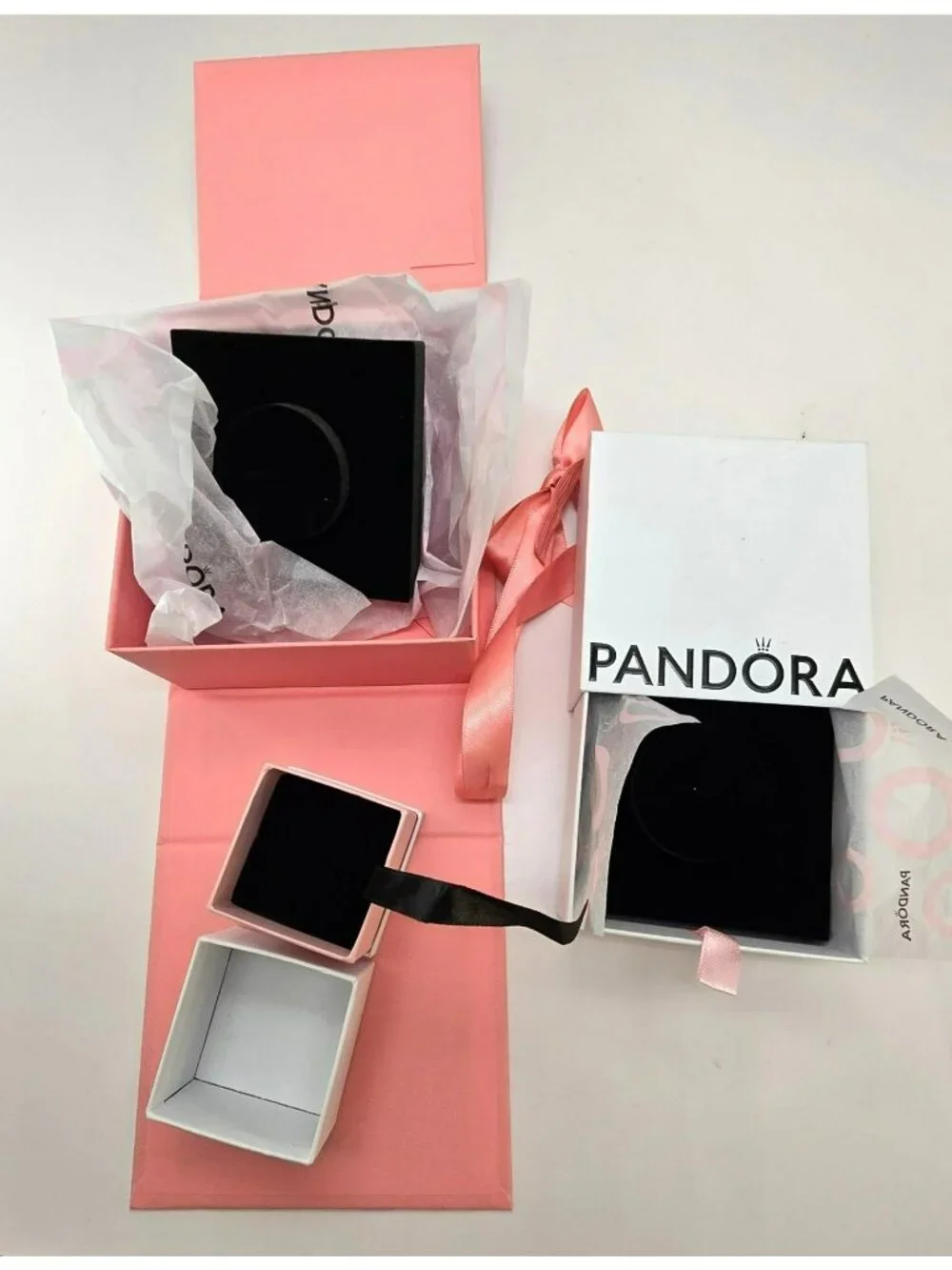 Pandora Jewelry Box Set - Peach & White Gift Boxes With Logos VR9013